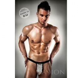 THONG WHITE METAL BY PASSION MEN LINGERIE KOMPLET S/M