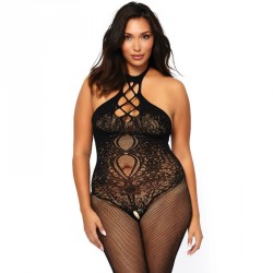 LEG AVENUE FISHNET SEAMLESS BODYSTOCKING PLUS SIZE