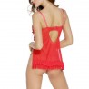 QUEENLINGERIE CHEMISE RED & THONG ONE SIZE