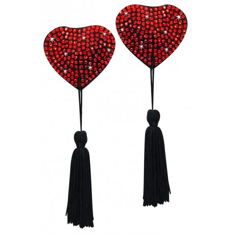 French Tassels Hearts red/blac
